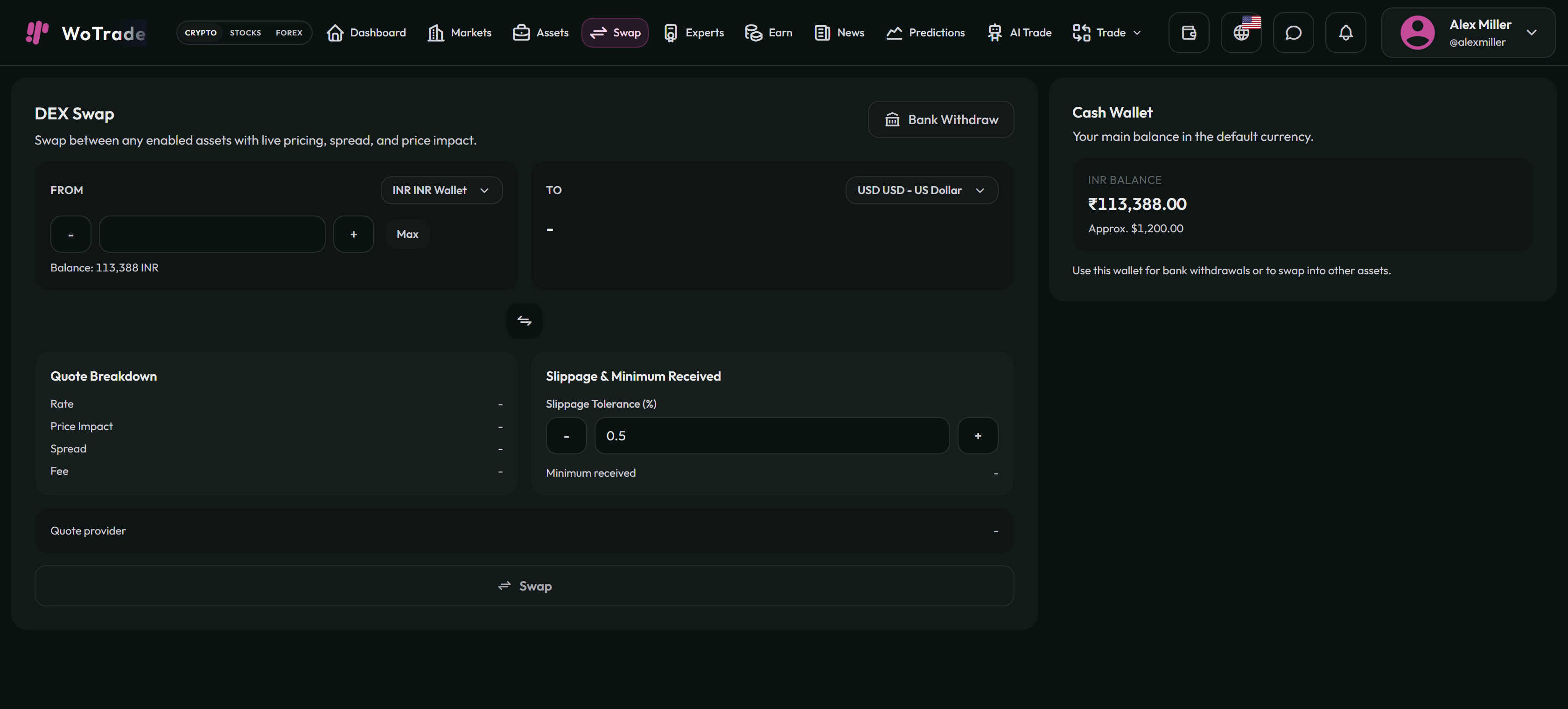 Swap screenshot in dark mode