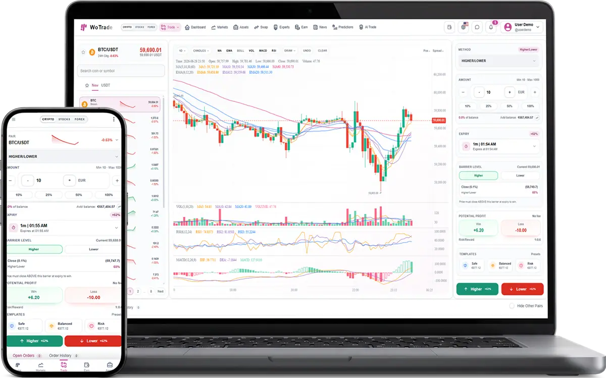Binary Options screenshot in light mode