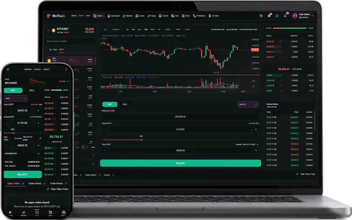 Spot Trading screenshot in dark mode