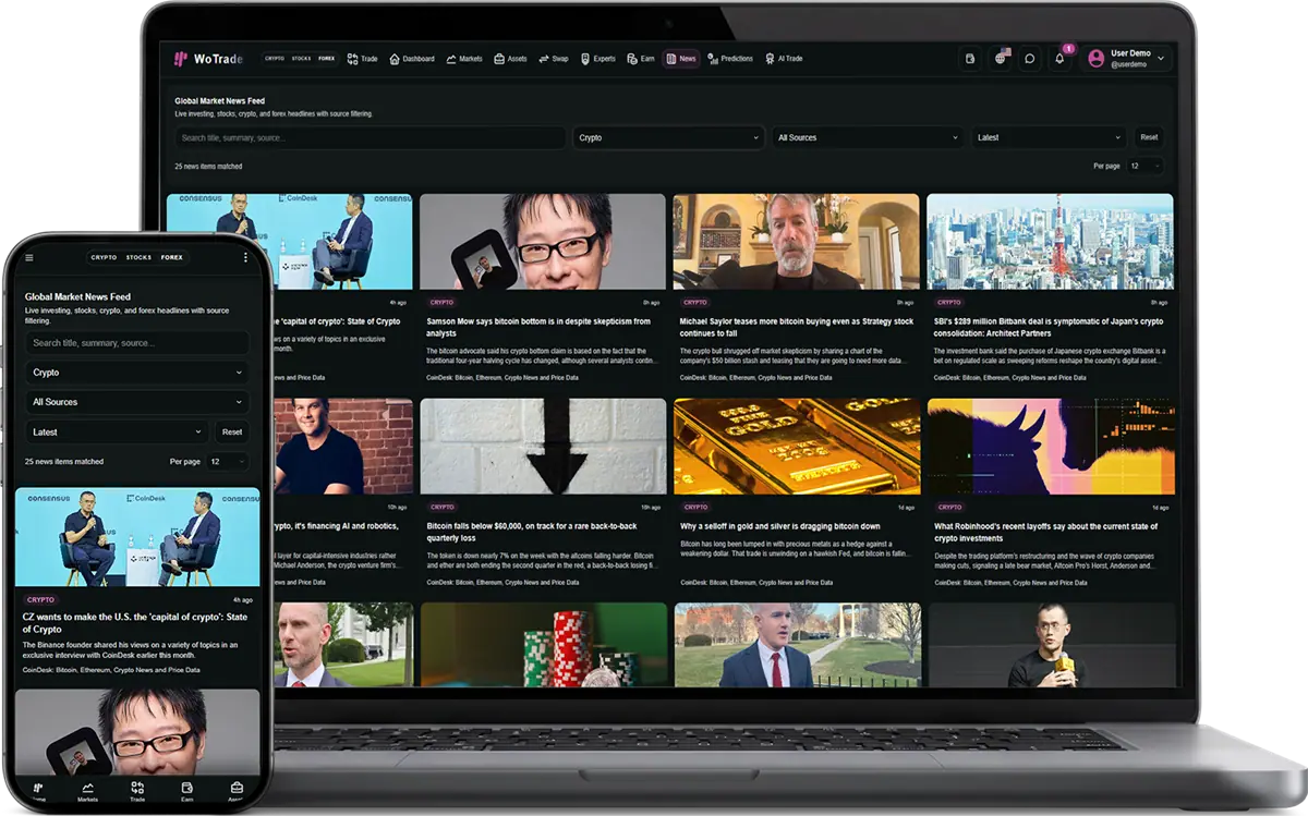 News screenshot in dark mode